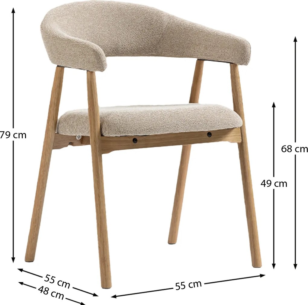 Eiken Eetkamerstoel Ronde Rugleuning