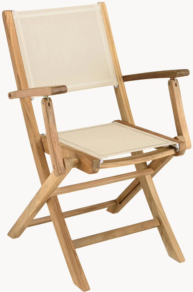 Inklapbare tuin eetstoelen Fun van teakhout met armleuningen, 2 stuks