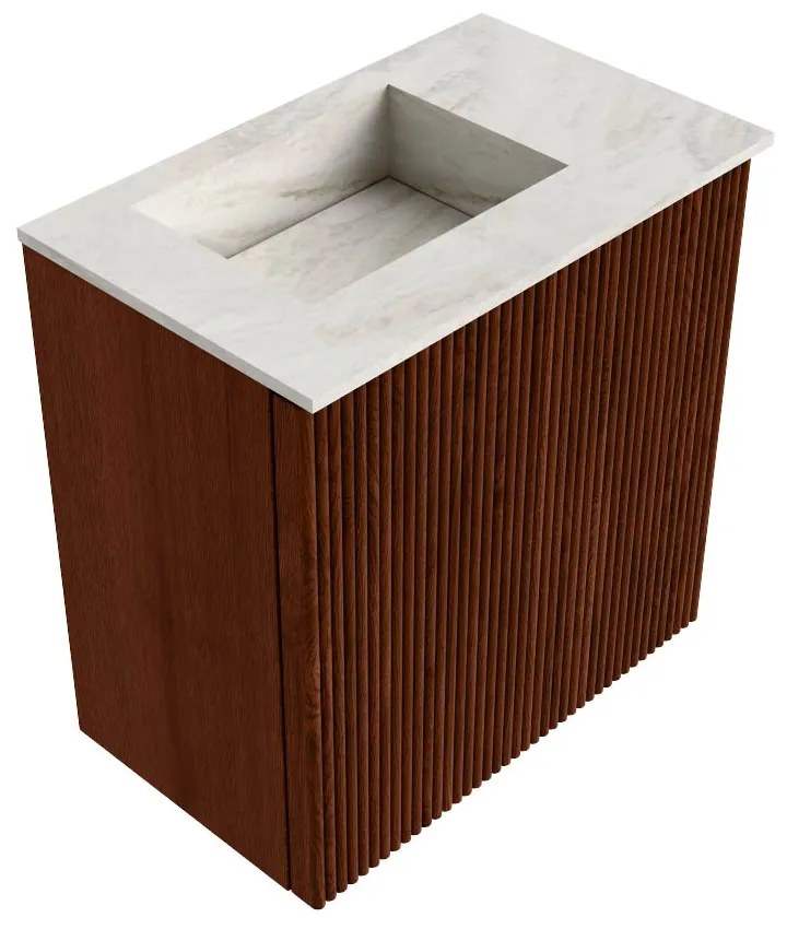 Mondiaz Joya DLux 40cm toiletmeubel ruby met wastafel faye links zonder kraangat ostra