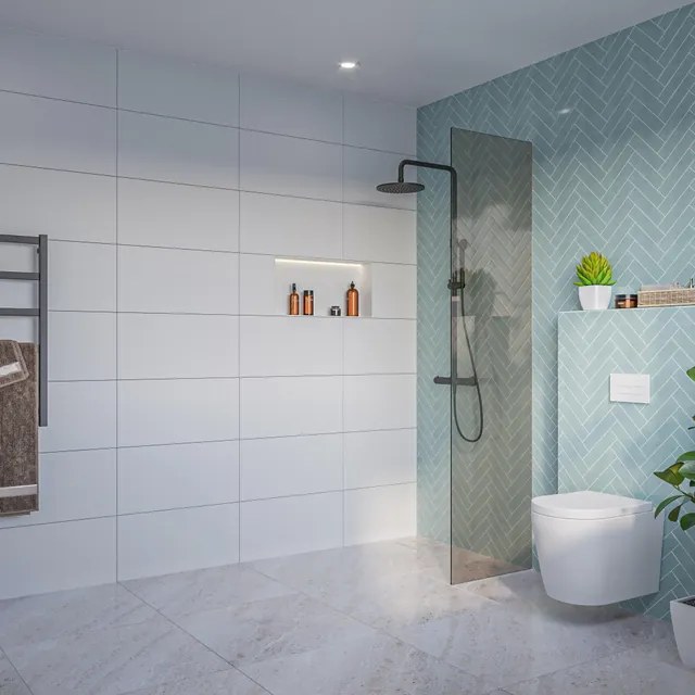 Fortifura Galeria Inloopdouche - rook glas - 50x200cm - 8mm - nano - blind inbouw profiel SW797936 SW1102415