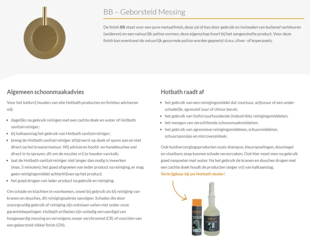 Hotbath Cobber Uitloop 18cm Geborsteld Messing CB095