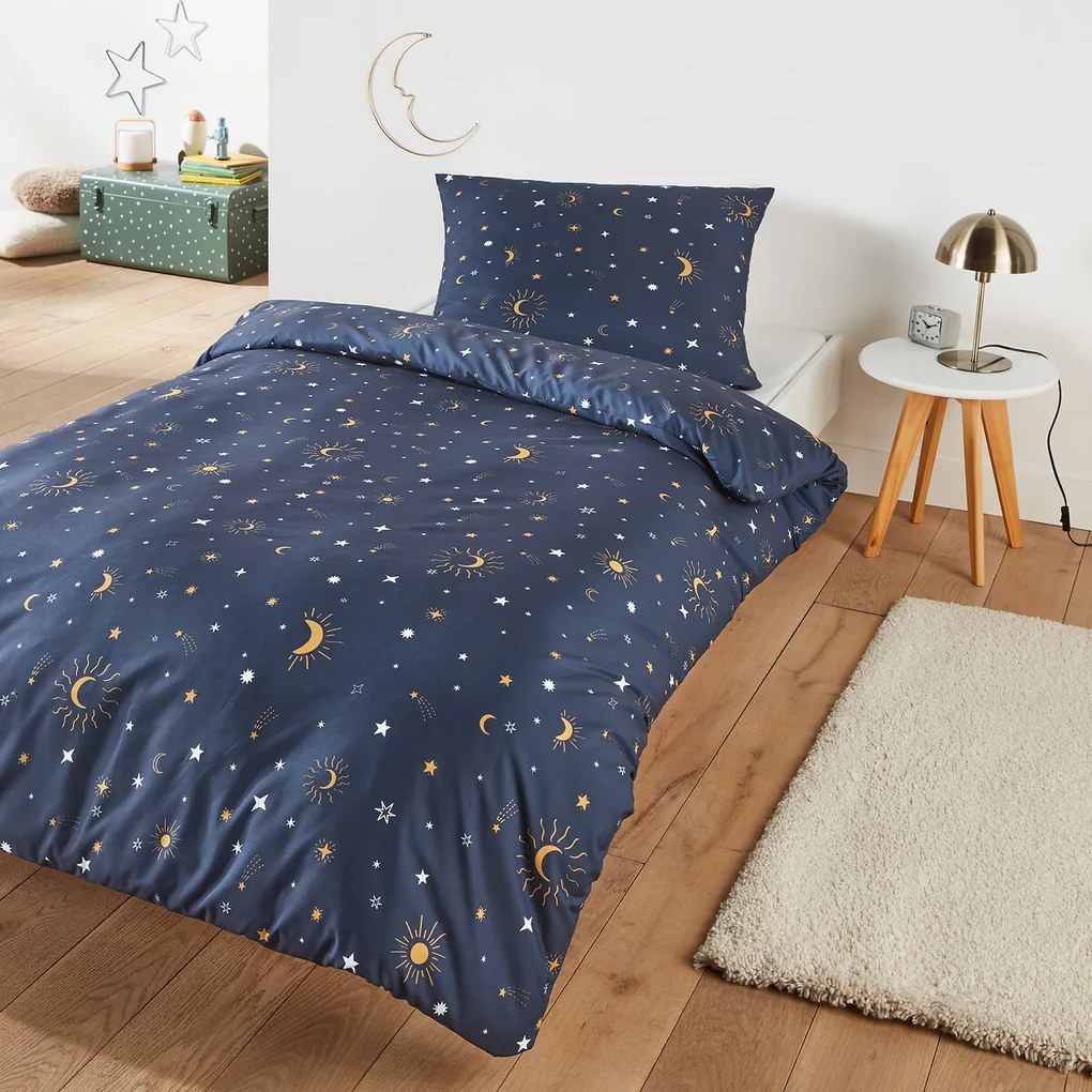 Bedset in recycled microvezel, rechthoekige kussensloop