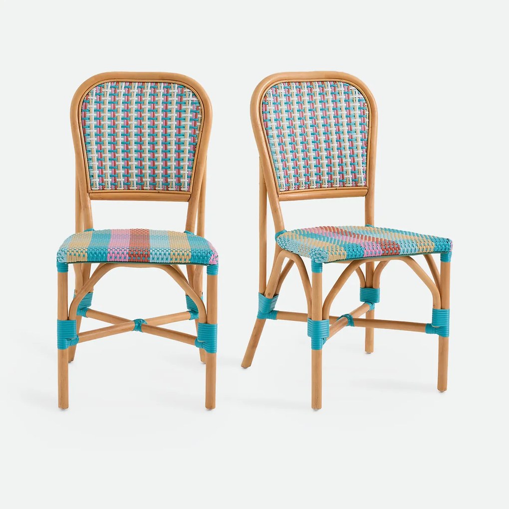 Set van 2 stoelen, van rotan en gevlochten kunsthars, MUSETTE