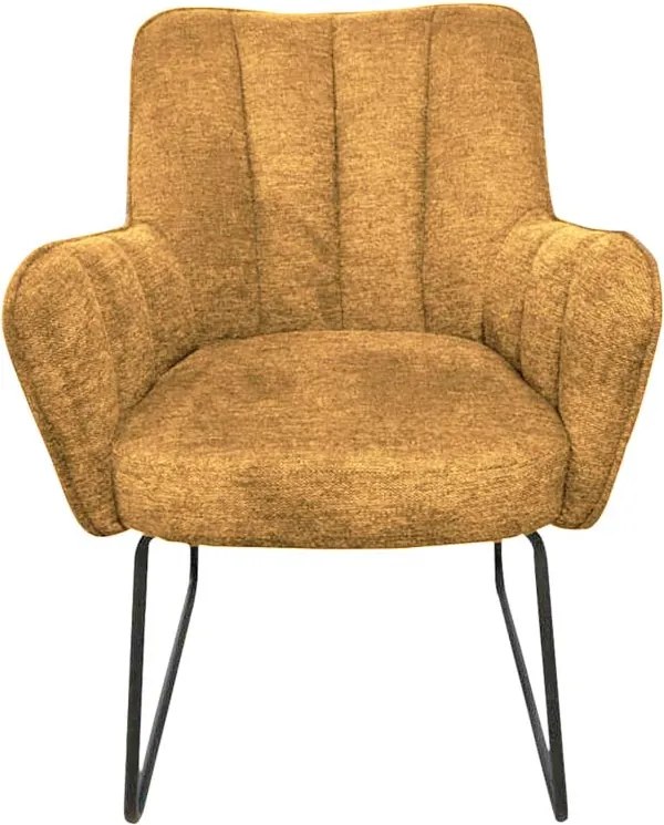 Eetkamerstoel - Kevin - stof Bjorn grof geweven mosterd