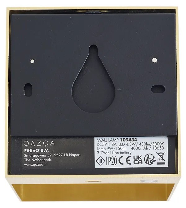 Moderne wandlamp goud incl. LED en touch dimmer oplaadbaar - Joris