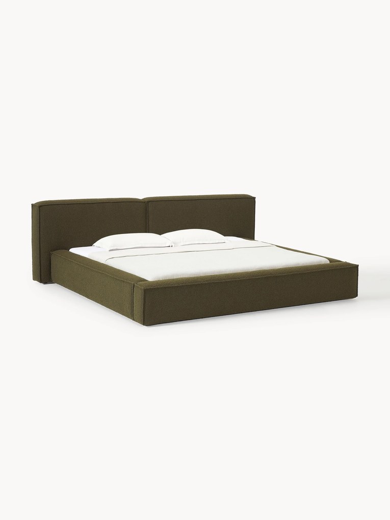 Gestoffeerd bouclé bed Lennon met opbergruimte