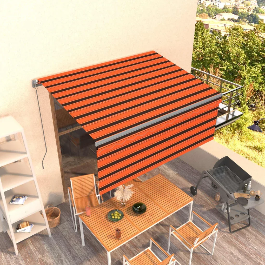 vidaXL Luifel handmatig uittrekbaar rolgordijn 3x2,5 m oranje en bruin