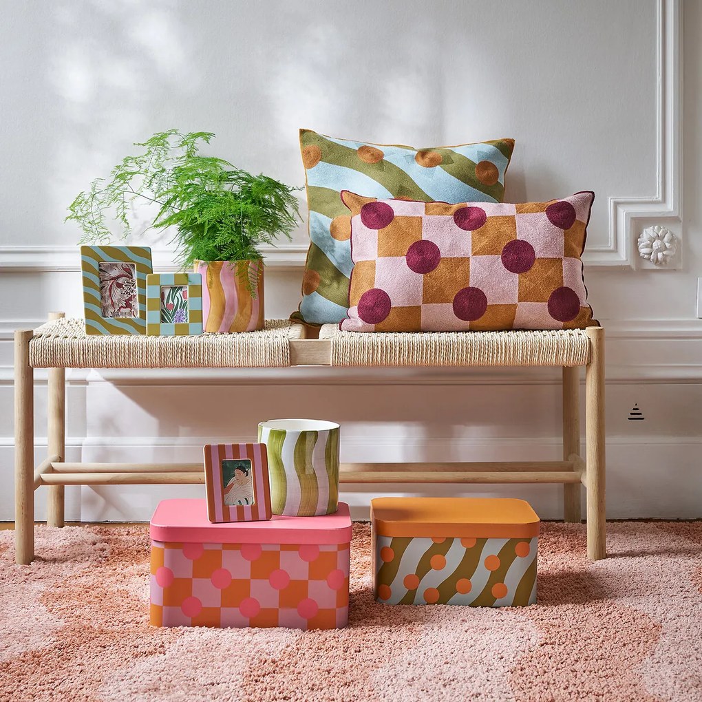 Vierkante kussenhoes 45x45 cm, linnen en geborduurd katoen, TOUMA