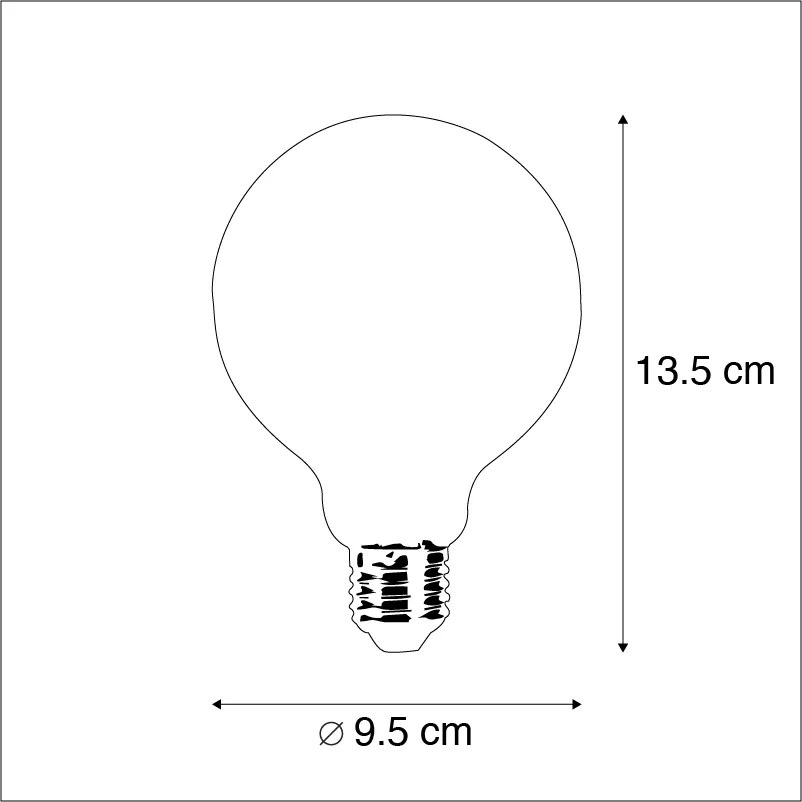 Set van 3 E27 dimbare LED lampen G95 5W 470 lm 2700K