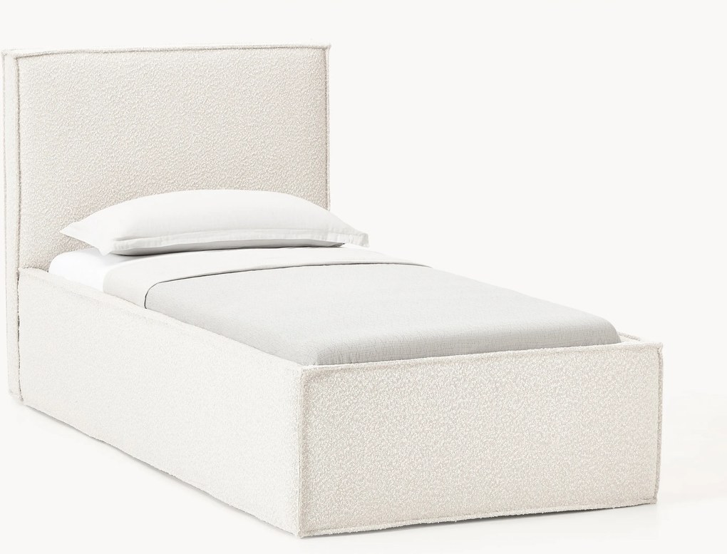 Bouclé gestoffeerd eenpersoonsbed Dream met opbergruimte