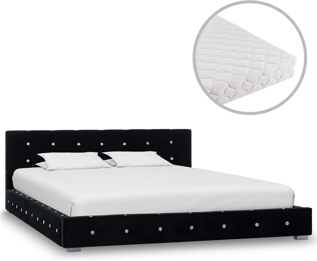 Bed met matras fluweel zwart 140x200 cm