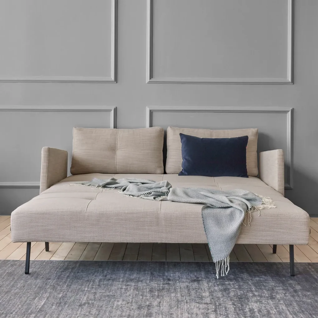 Innovation Slaapbank Cubed 140 met Armleuningen - Blauw 528 - 7001200935 | € 1.853,00