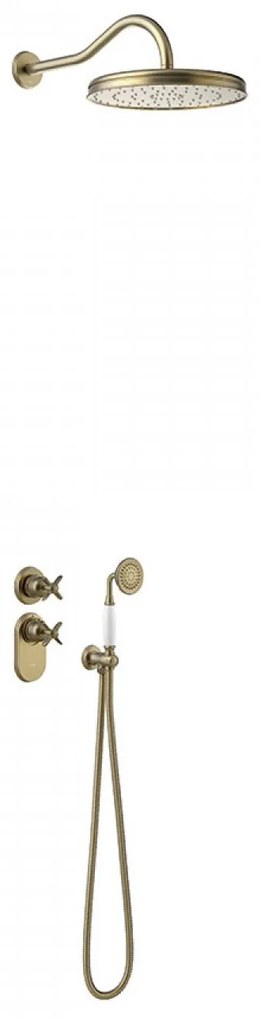 Tres Clasic inbouw regendoucheset met thermostaatkraan verouderd messing