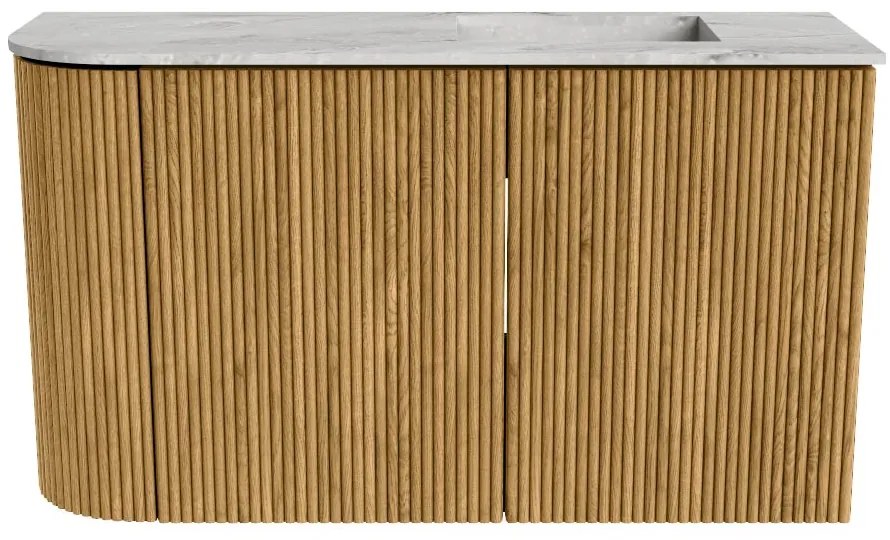 Mondiaz Joya DLux 70cm toiletmeubel ronding links oak met wastafel faye rechts 1 kraangat glace
