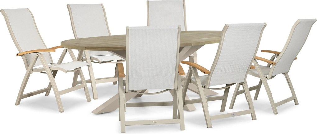 Tuinset 6 personen 240 cm Aluminium Taupe Presto Tarenta/Brookline
