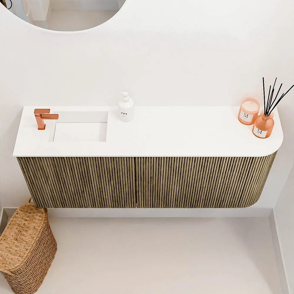Mondiaz Joya 100cm toiletmeubel ronding rechts dusk met wastafel faye links 1 kraangat talc