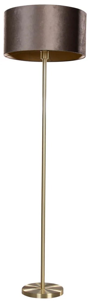 Vloerlamp messing met velours kap bruin 50cm - Simplo