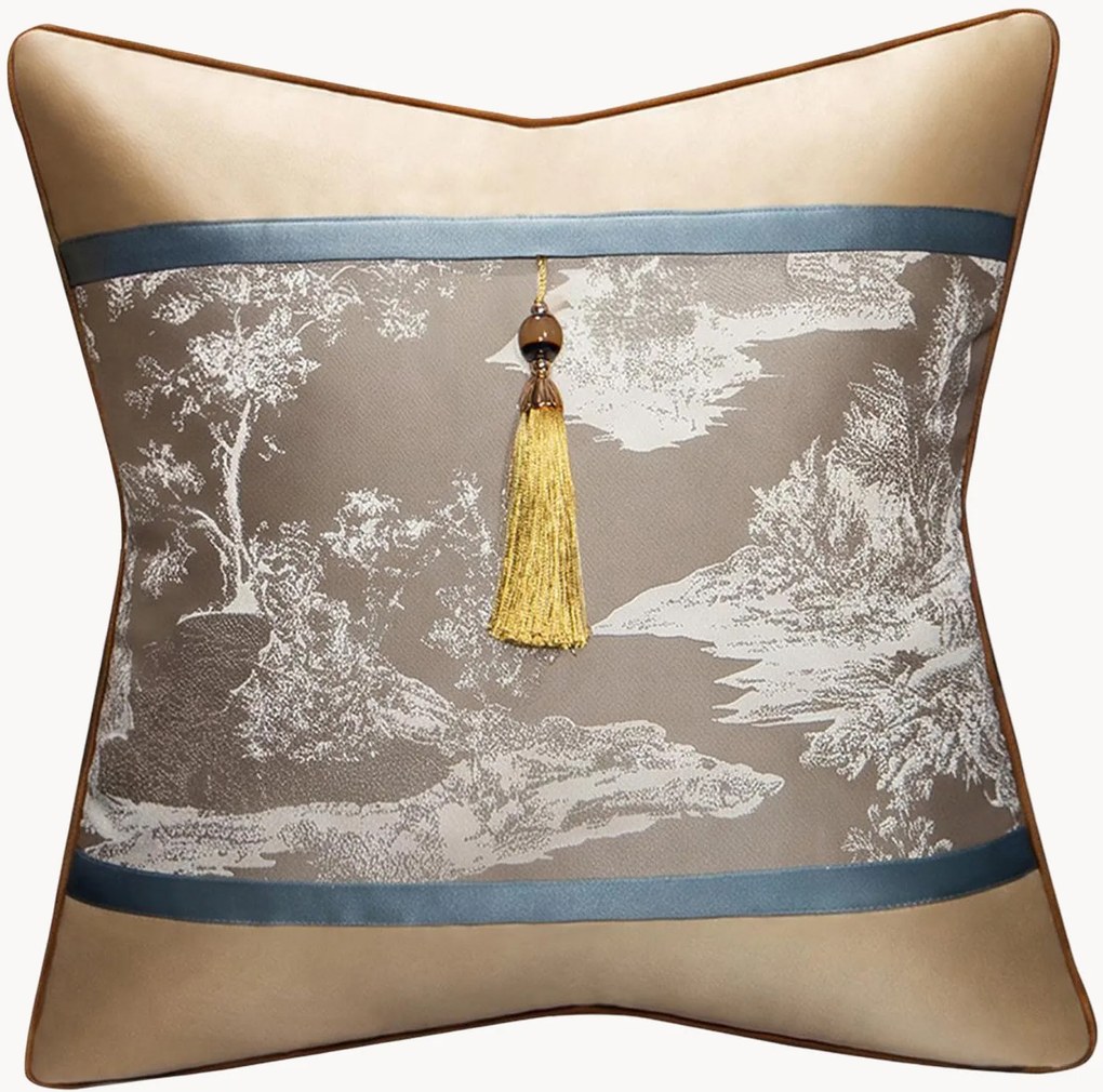Jacquard kussenhoes BiZhan met franjes