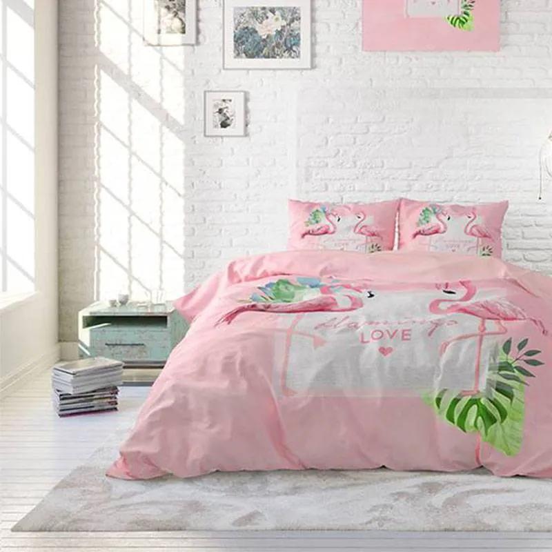 DreamHouse Bedding Sunny Flamingo's Lits-jumeaux (240 x 220 cm + 2 kussenslopen) Dekbedovertrek