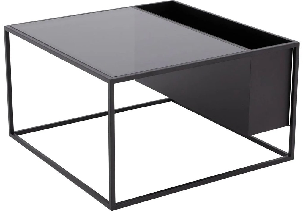 Goossens Salontafel Andante vierkant, glas zwart, elegant chic, 70 x 40 x 70 cm
