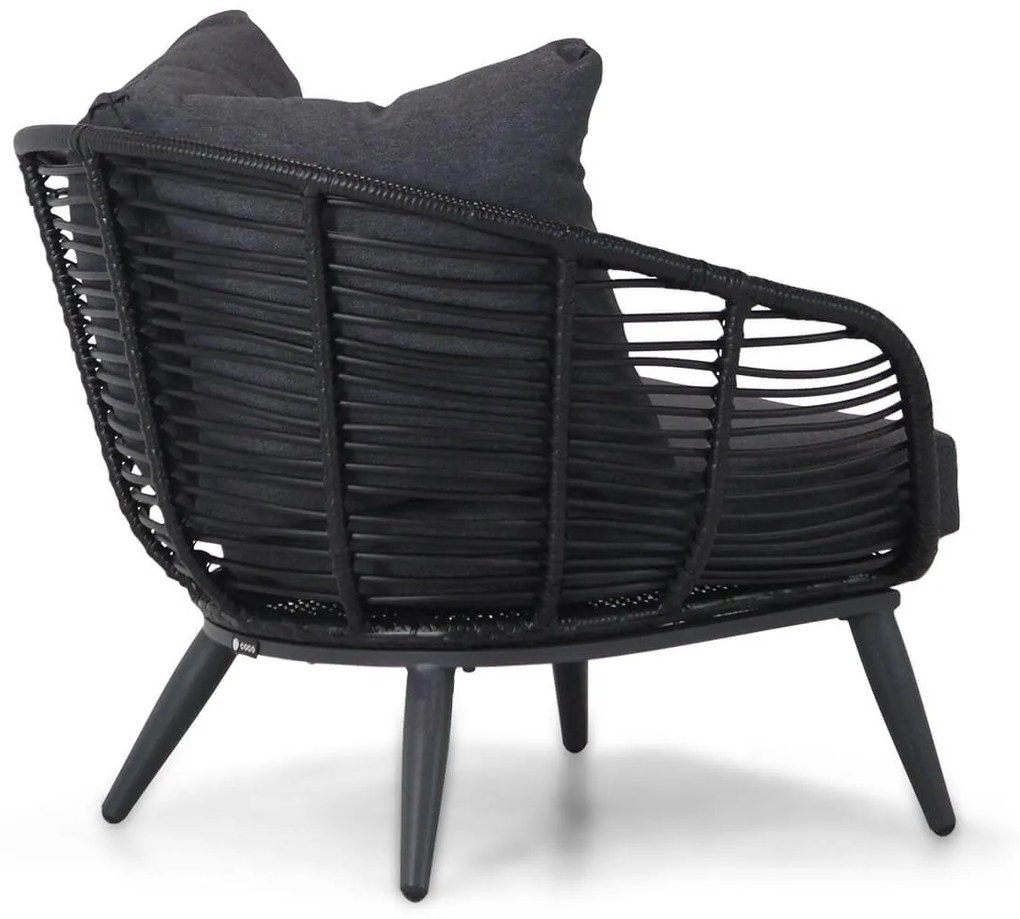 Stoel en Bank Loungeset 4 personen Aluminium/wicker Zwart  Coco Coco Leonardo