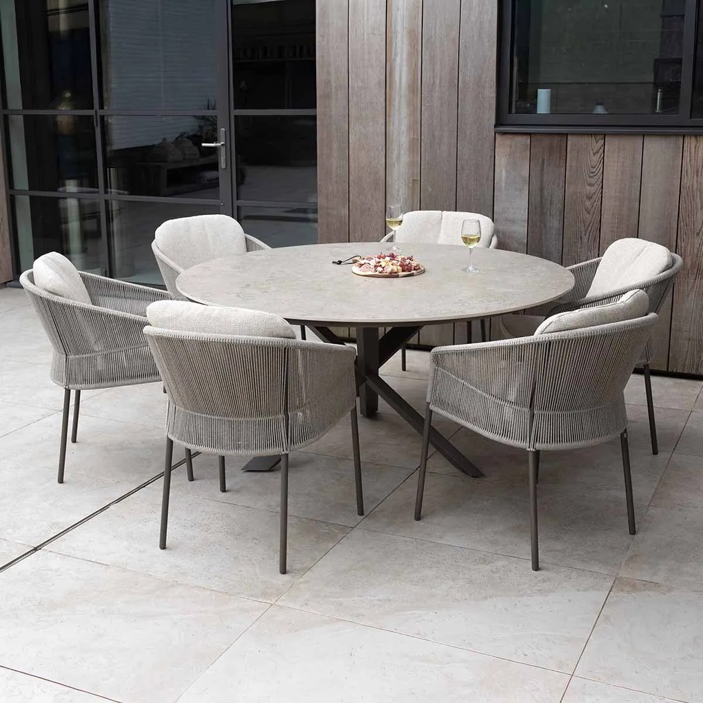 4 Seasons Prado tuintafel Ø160x75 cm- ceramic sabbia - terre