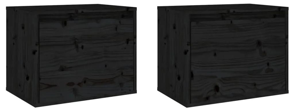 vidaXL Wandkasten 2 st 45x30x35 cm massief grenenhout zwart