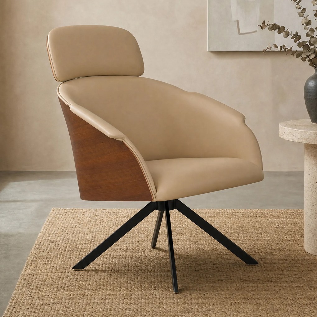 Zuiver Frie Walnoot Loungestoel Leatherlook