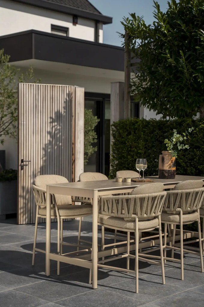 Taste by 4 Seasons Calma bar tuinset latte met Soho tafel BarsetTuinset   taupe weerbestendig