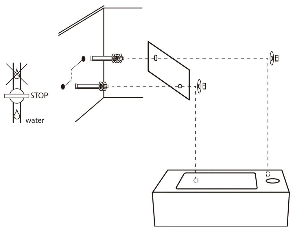 Differnz Force fonteinset natuursteen bombai black met handdoekrek en gebogen kraan mat chroom