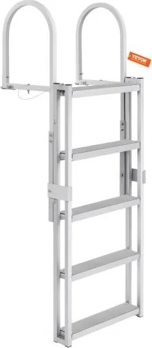 VEVOR Dock Ladder 5 intrekbare treden, 159 kg laadvermogen, pontonbootladder, gemaakt van aluminiumlegering met 1700-2005 mm verstelbare hoogte, 10 cm brede trede voor het aan boord gaan van schepen/meren/zwembaden/maritieme schepen