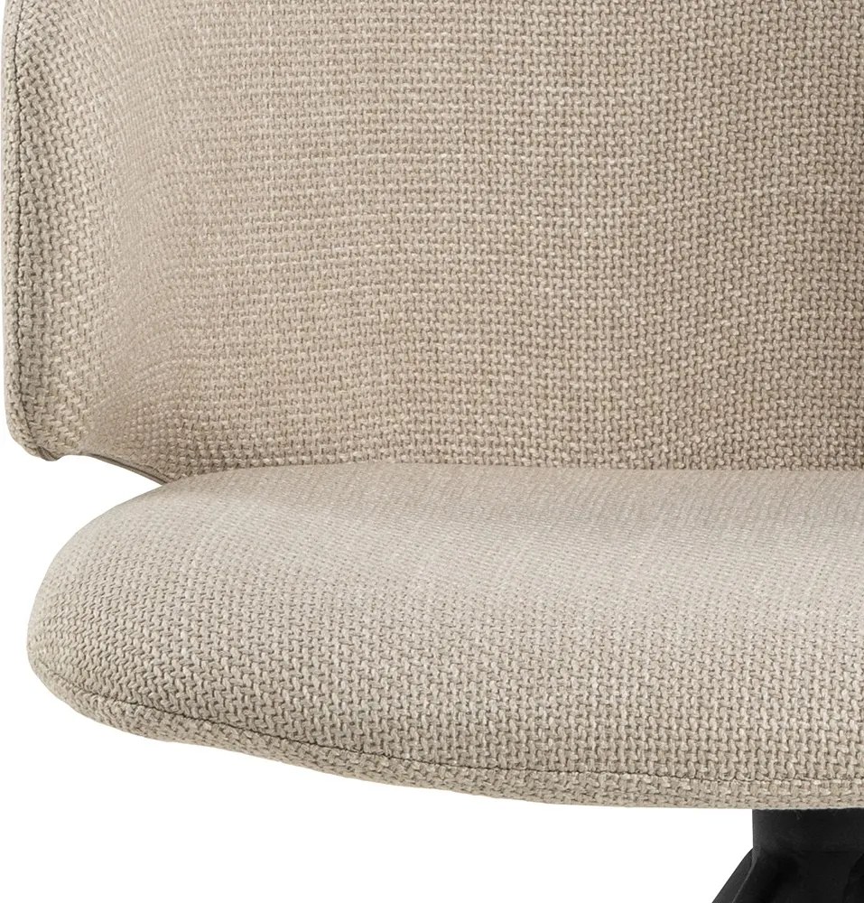 NELA NELA Beige (stof Basel 24)/zwarte poten - MODERNE GESTOFFEERDE DRAAISTOEL VOOR WOONKAMER/EETKAMER/KANTOOR LOFT