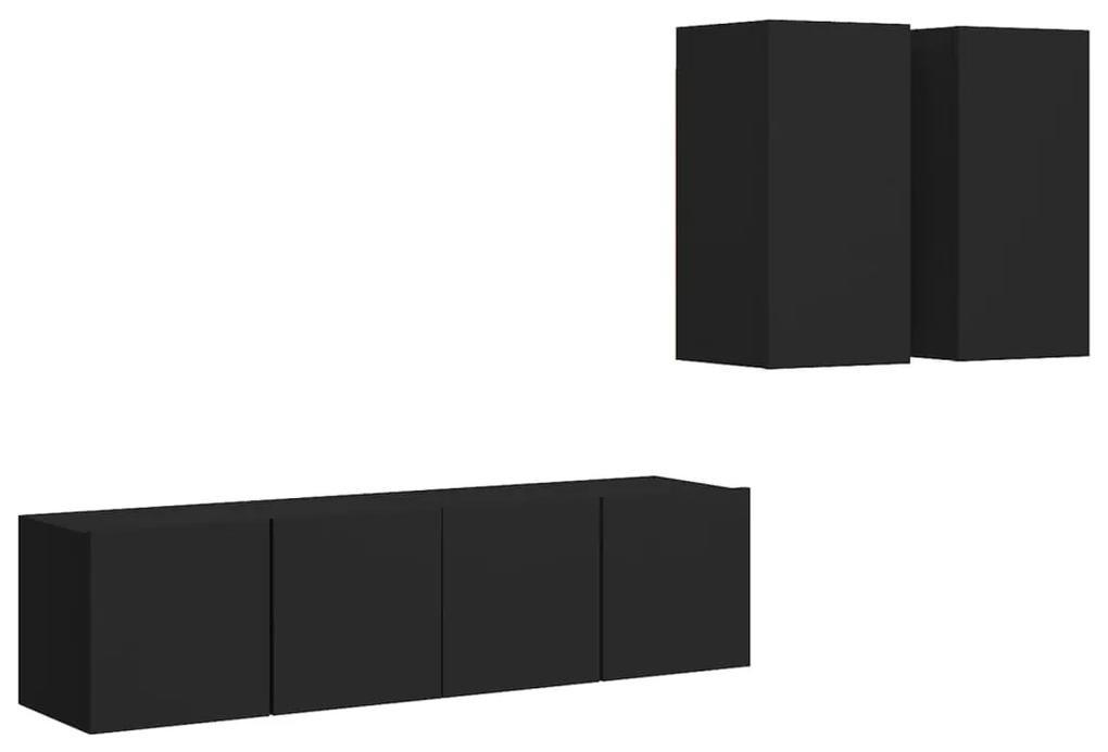 vidaXL 4-delige Tv-meubelset spaanplaat zwart