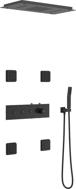 Mexen Soler inbouw doucheset, zwart - 7601-04-70