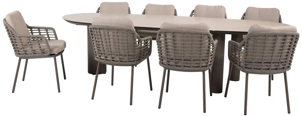 Taste by 4 Seasons Denia tuintafel terre met geprint keramisch blad in mangovorm 290 cm Tuintafel bruin weerbestendig