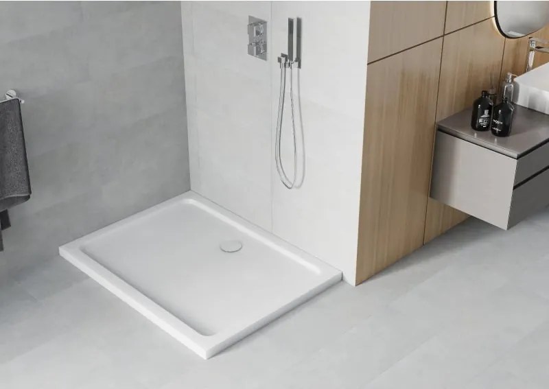 Mexen Flat rechthoekige douchebak slim 110 x 100 cm, wit, sifon chroom - 40101011