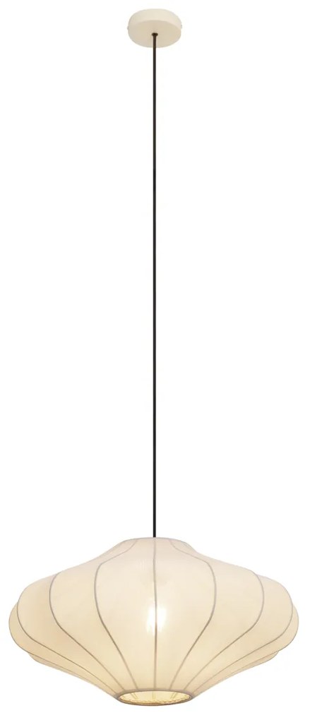 Japandi hanglamp beige met stoffen kap 50cm - PluJapandi E27 rond Binnenverlichting Lamp