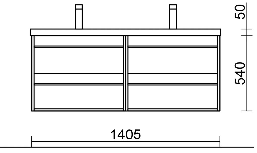 Muebles Resh badmeubel 140cm met 4 lades en wastafel wit mat