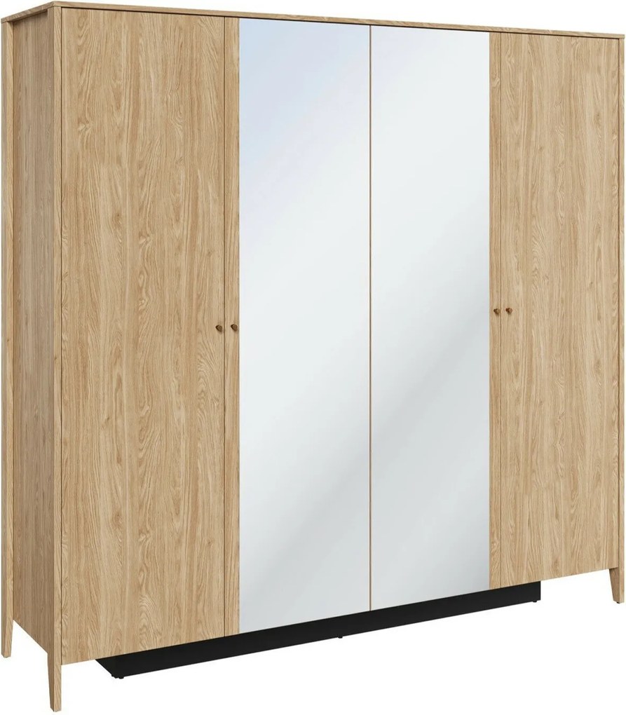 Kledingkast Salviri 100, Eiken, 216x220x60cm, 188 kg, Kledingkast deuren: Met scharnieren