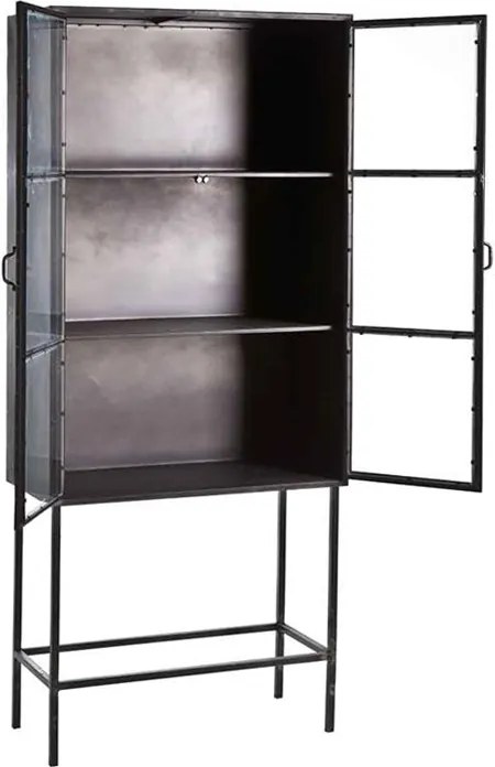 By-Boo Ventana Industriele Vitrinekast Met 2 Glazen Deuren - 85x41x199cm.