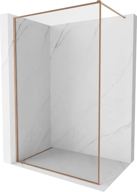 Mexen Kioto-F douchewand Walk-in met frame 90 x 202 cm, transparant 8 mm, geborsteld koper - 800-090-104-65-00