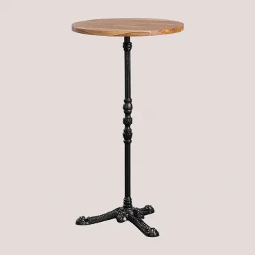 Ronde Hoge Barkruk Van Azteekse Acaciahout Ø60 Cm & Zwart - Sklum