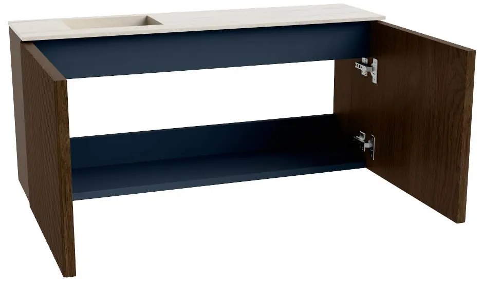 Mondiaz Joya DLux 90cm toiletmeubel walnut met wastafel faye links zonder kraangat meli