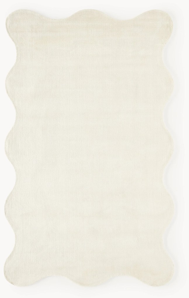 Handgeweven viscose vloerkleed Wavy met golvende rand