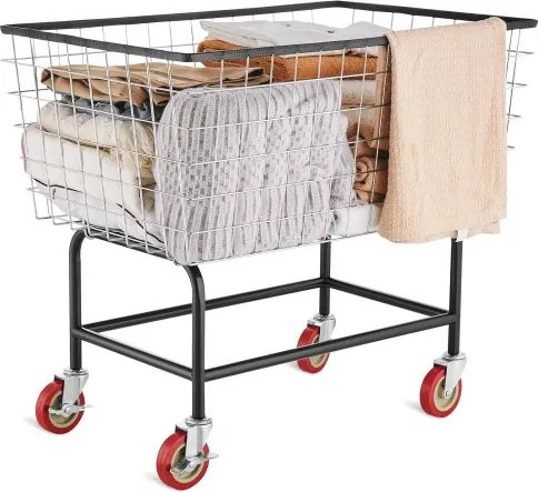 VEVOR Draadwasmand, 4,5 Bushel Draadwasmand met wielen, 26,4 x 15,7 x 26 inch Commerciële draadwasmand, stalen frame met chromen afwerking