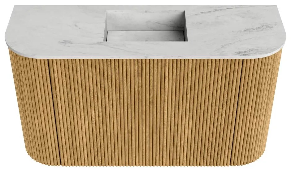 Mondiaz Joya DLux 75cm toiletmeubel ronding links/rechts oak met wastafel faye midden zonder kraangat opalo
