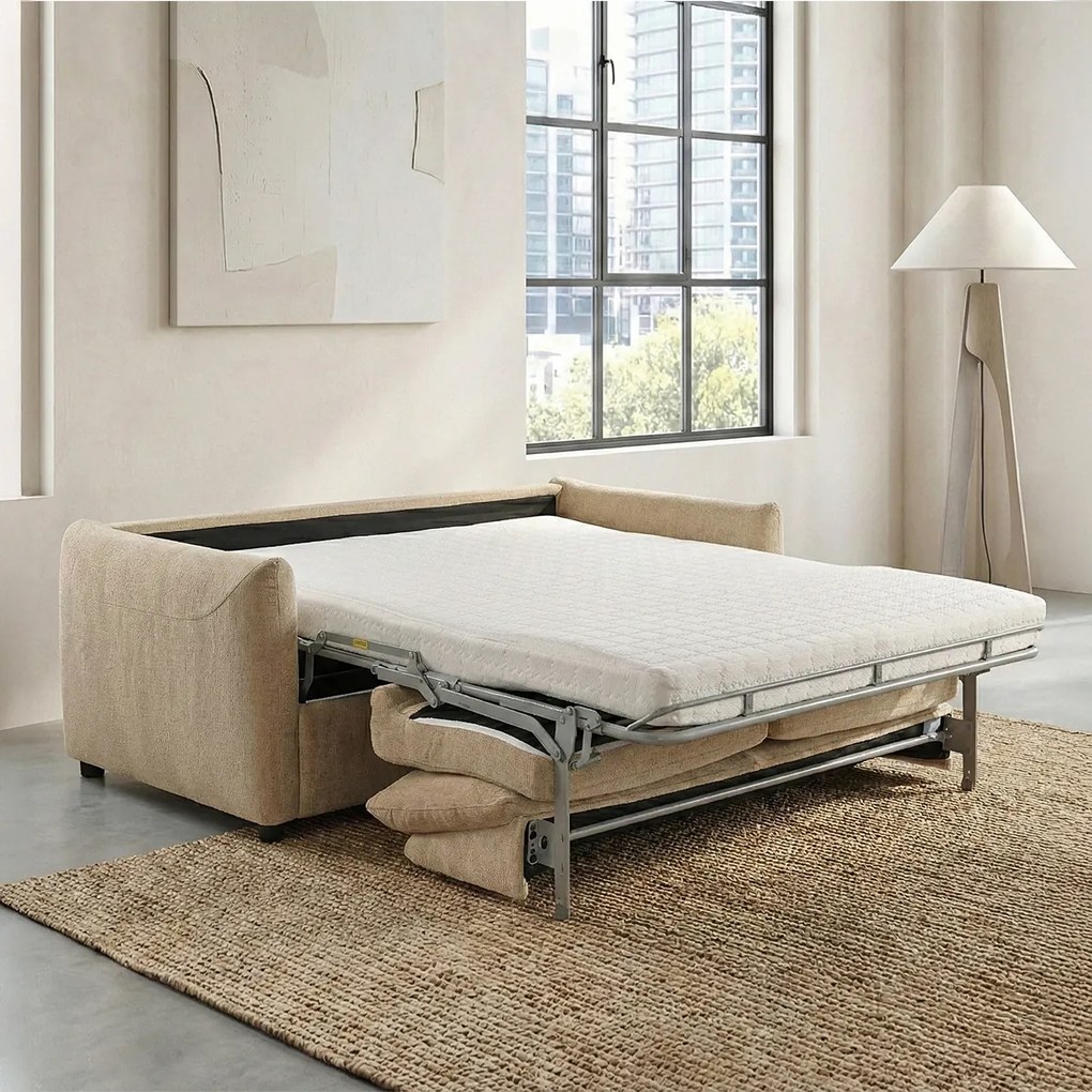 Slaapbank Met Matras Tweepersoons Beige
