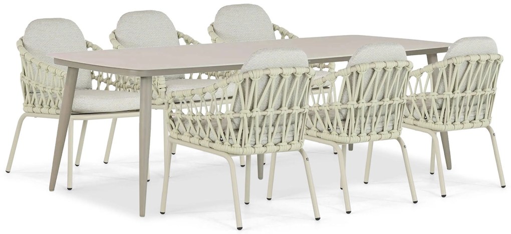 Tuinset 6 personen 240 cm Aluminium/rope Taupe Coco Barcelona/Vienna