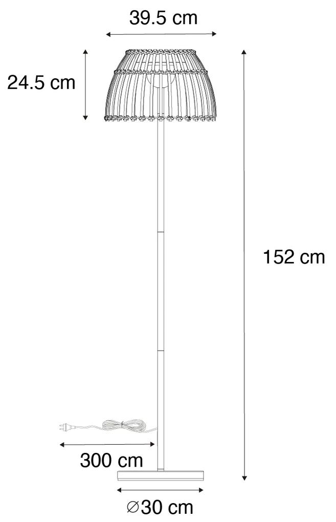 Landelijke buiten vloerlamp zwart met bamboe incl. LED - Kaiser Landelijk IP65 Buitenverlichting