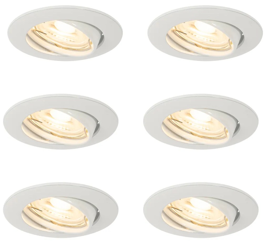 Set van 6 inbouwspots wit GU10 35mm - Edu Modern GU10 rond Binnenverlichting Lamp